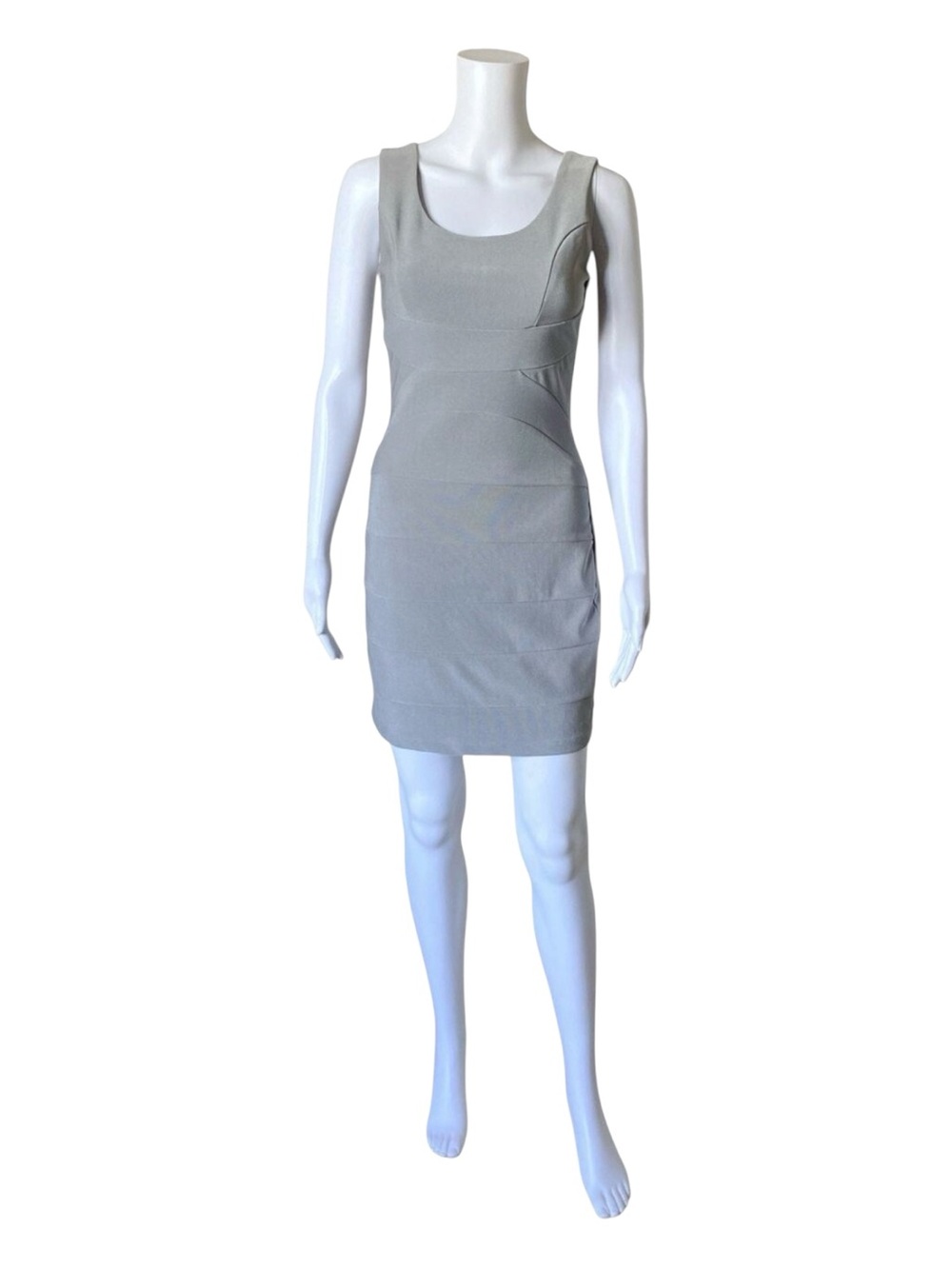 Ruby Rox Dress Womens Small Gray Tiered Bodycon Sheath Mini Stretch Back Zip
